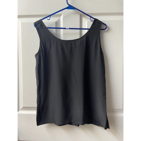 Bob Mackie Silk Shell Tank Top Womens Xtra Small Black Capsule Layering Basic - Picture 5 of 5